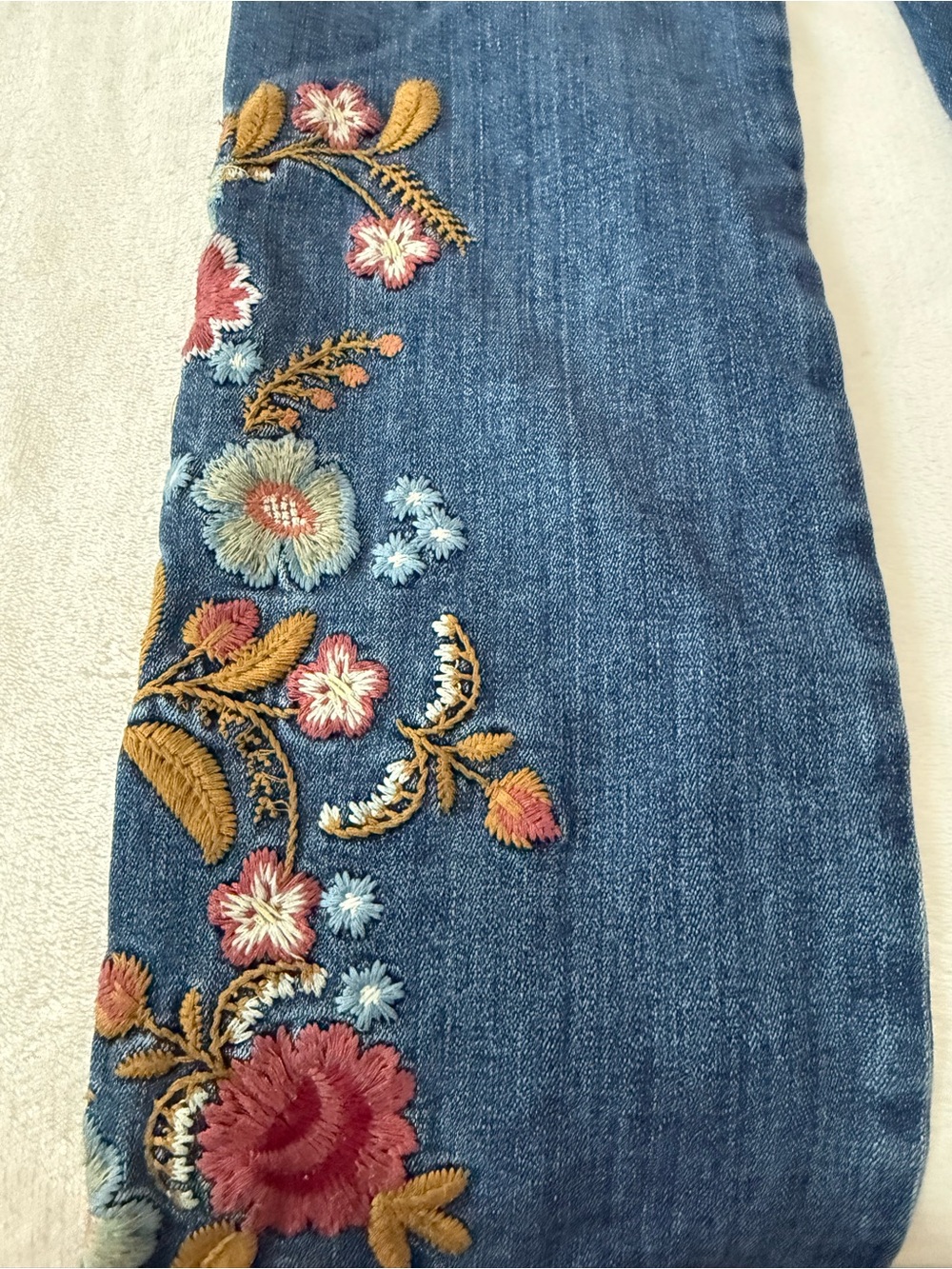 Sundance Magnolia Jeans Womens 27 Blue Floral Embroidered Straight Leg Denim E03 - Picture 9 of 10